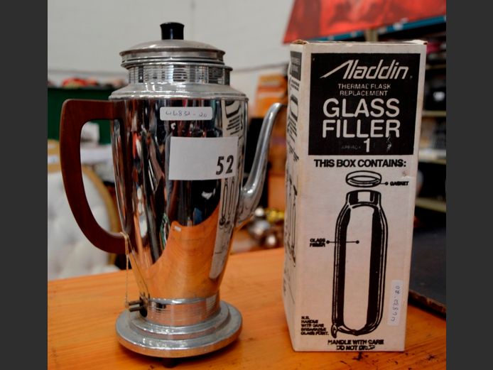 MID-CENTURY MODERN COFFEE PERCOLATOR & A VINTAGE CONSOL FLASK INSERT