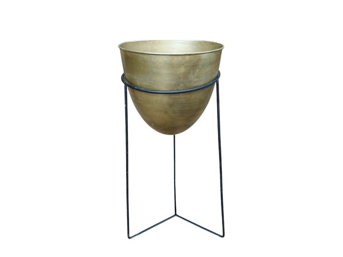 Mid-Century Modern Style Spun Planter on Tripod Stand