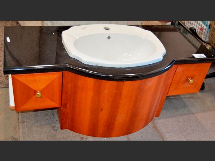 BLACK GRANITE TOP WALL MOUNT VINITY WITH BASIN, 112 x 53 x 43cm