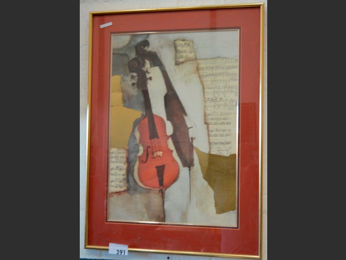ROSINA WATCHMEISTER VIOLIN PRINT, 68 x 46cm