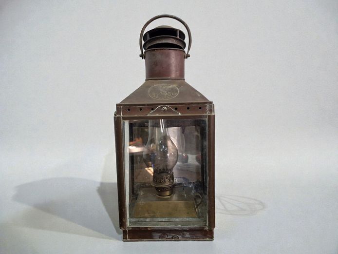 1900s Large Viking Brass Ship Lantern