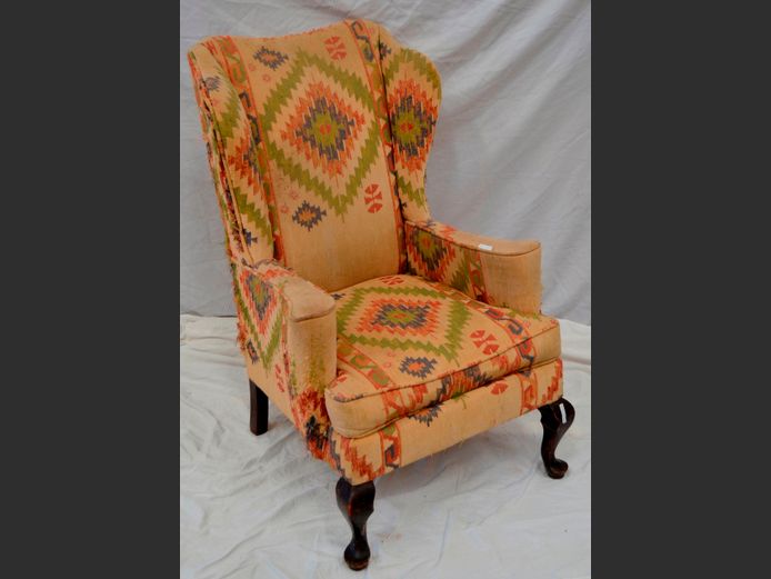 UPHOLSTERED ARMCHAIR [Needs re-covering]