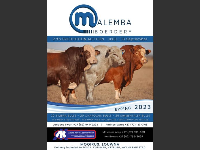 MALEMBA BOERDERY 27TH PRODUCTION AUCTION