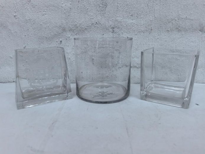 Assorted Clear Glass Vase & Candle Holders