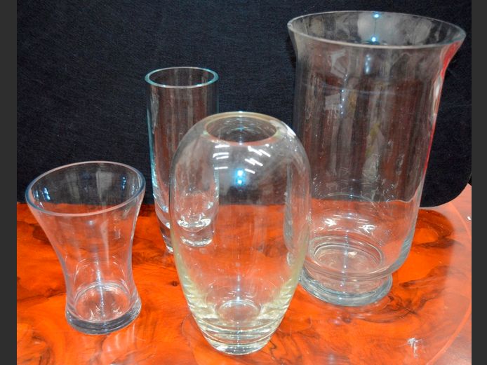 HEAVY GLASS VASE & OTHERS