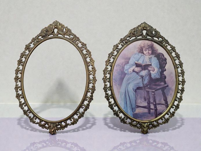 Large Vintage Italian Brass Filigree Frames