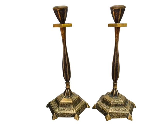 Vintage Israel Made Brass Candlesticks (1.230kg)