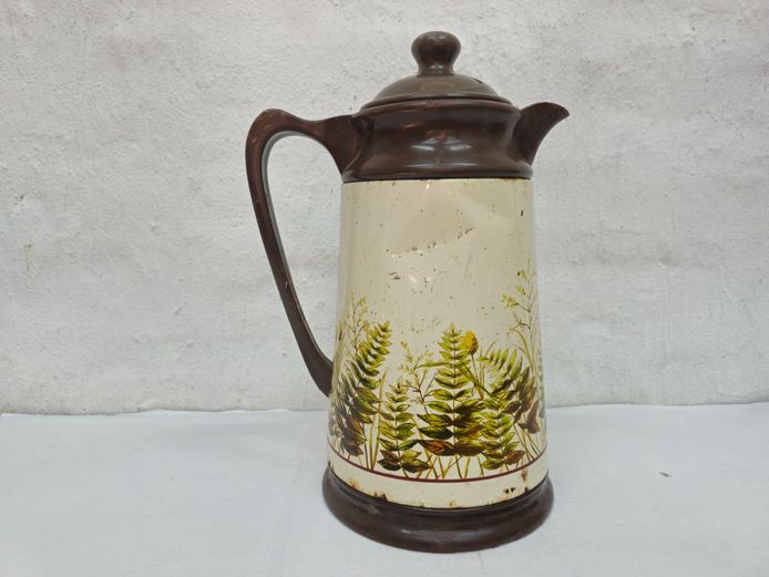 Retro Botanical Lithograph Tin Thermal Beverage Carafe