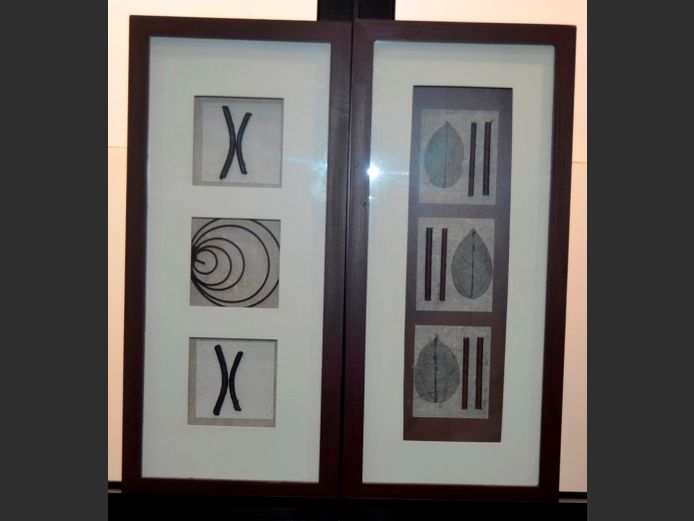 PAIR BOX FRAMED TWIG & LEAF ARTWORKS, 21 x 45.8cm & 20.9 x 45.7cm [Including Frame]