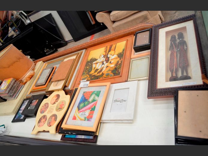 BOX FRAMED AFRICAN ARTWORK, PICTURE FRAMES, etc