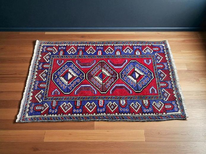 Vintage Hand Woven Afghan Rug