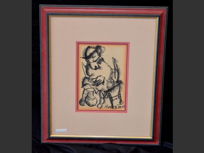 FRAMED CHARCOAL ON PAPER SIGNED F. CLAERHOUT, 28 x 19cm