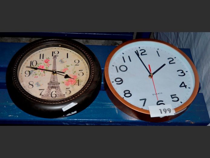EIFFEL TOWER WALL CLOCK & ANOTHER, 30cm Diameter