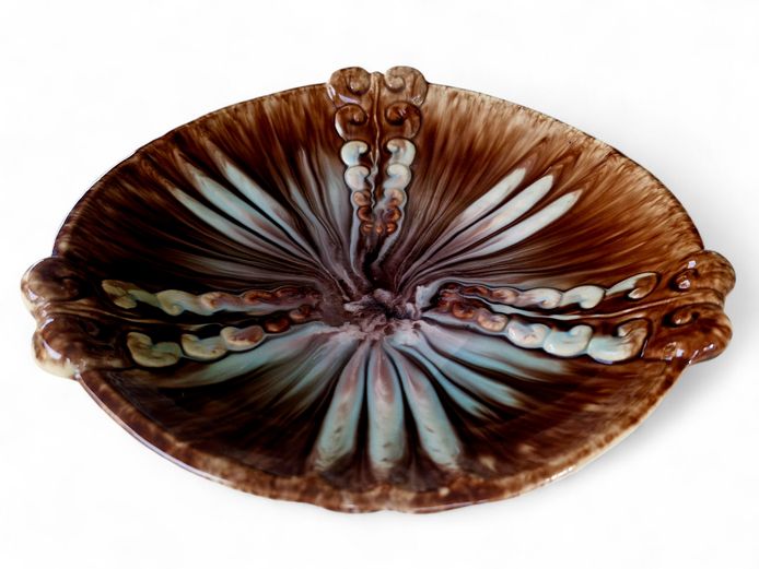 German Art Deco Brown Gradient Ceramic Fruit Bowl