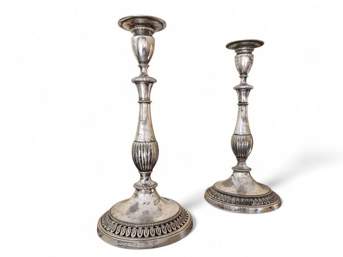 Viners of Sheffield Alpha Plate Candlesticks