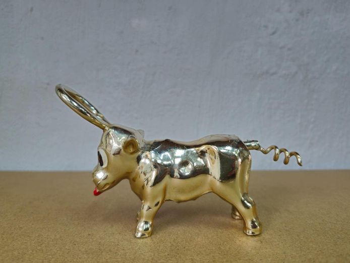 Vintage Novelty Bull Corkscrew & Bottle Opener Figurine