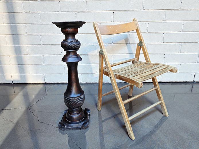 Vintage Hand-Carved Dark Wood Torchère Stand (Tall Standing)