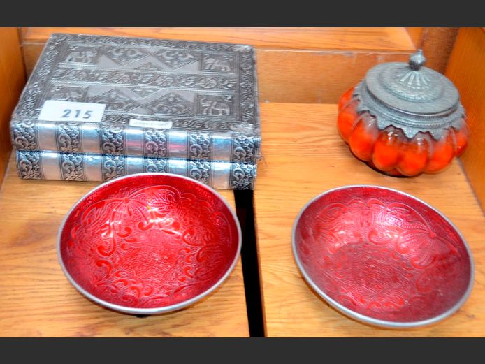 ALUMINIUM JEWELLERY BOX, BOWLS, etc