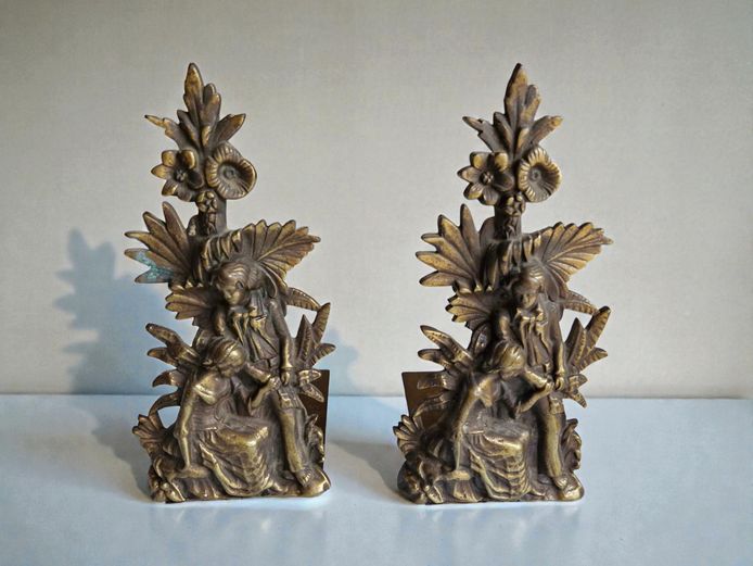 Pair of Vintage Art Nouveau Style Brass Bookends