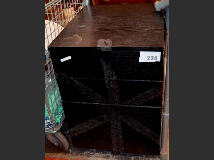 BLACK 3-DRAWER PEDESTAL, 51 x 42 x 62cm