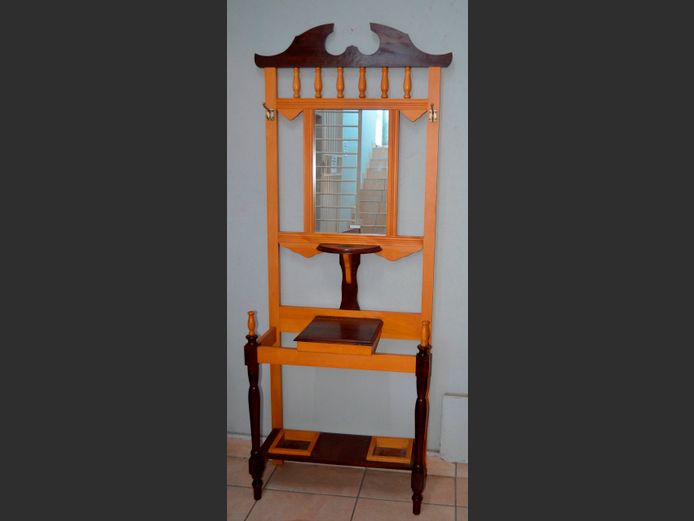 YELLOWWOOD & IMBUIA HALL STAND WITH MIRROR, 76 x 32 x 205cm