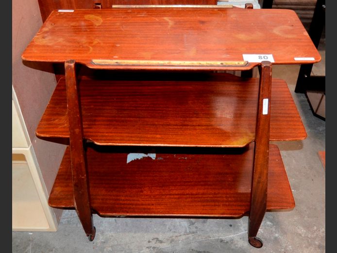 MID-CENTURY MODERN 3-TIER TEA TROLLEY, 81 x 38 x 71cm [In need of restoration]