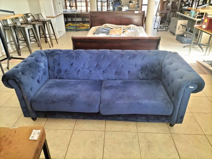 3 SEATER VELVET BLUE COUCH