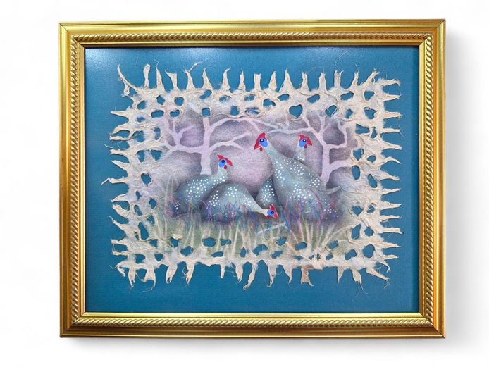 Guinea Fowl Mixed Medium Framed Art
