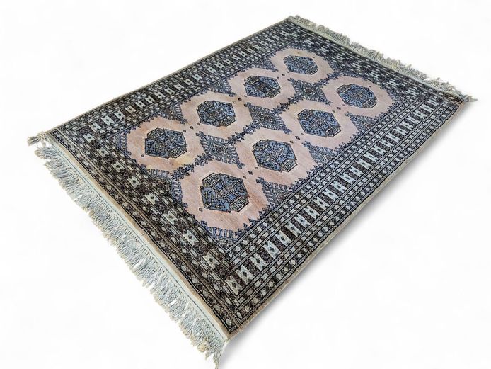 Traditional Bokhara Persian Rug with Hexagon Design & Fringes
