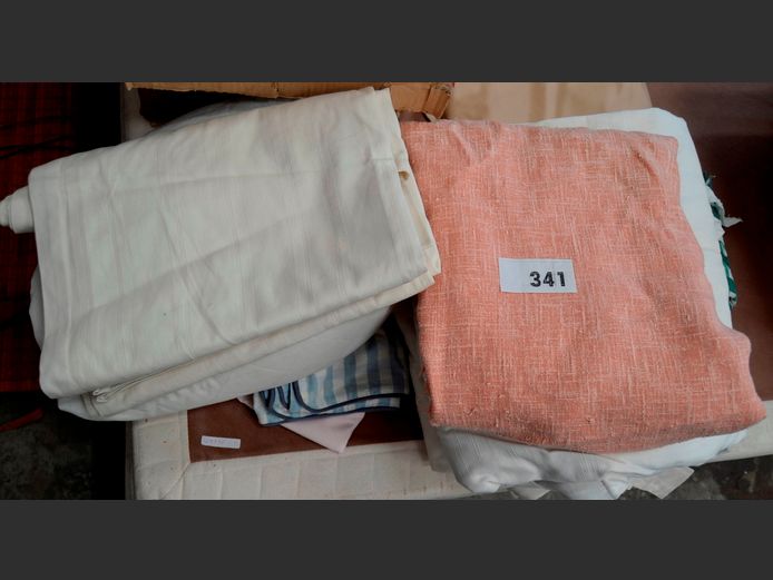 CREAM CURTAINS, PILLOW, FABRIC, etc