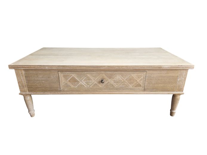 Carina White Distressed Wooden Coffee Table