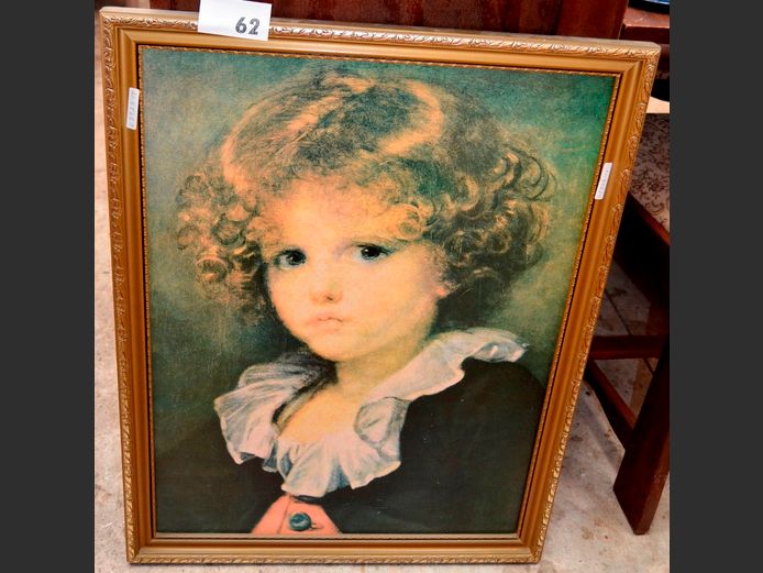 GILT FRAMED PRINT "PORTRAIT OF A GIRL", 68.5 x 50cm
