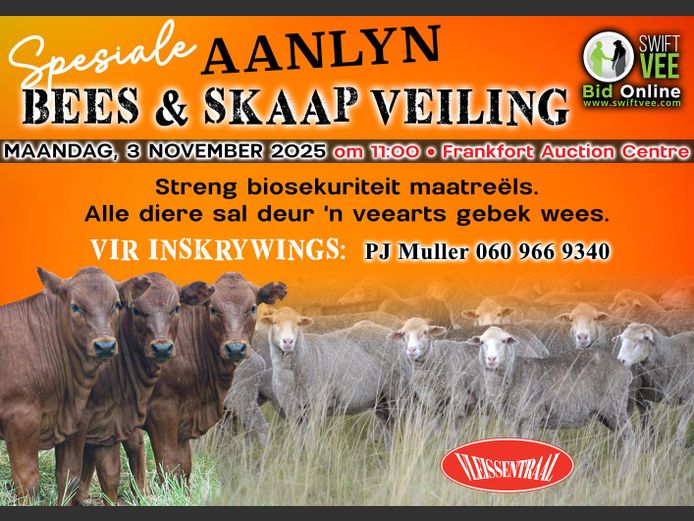 SPESIALE BEES EN SKAAP AANLYN VEILING