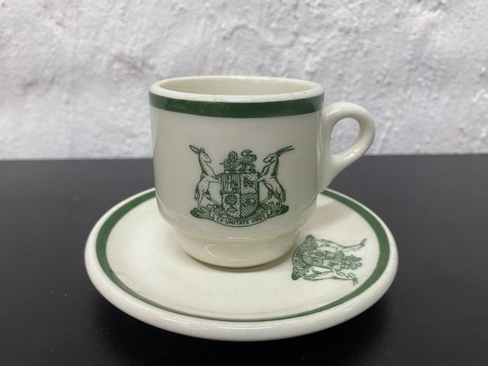 Continental China "Supradura" South African Coat of Arms Espresso Cup & Saucer Set