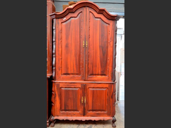 STINKWOOD 4-DOOR GABLE TOP CUPBOARD, 120 X 52 X 207CM