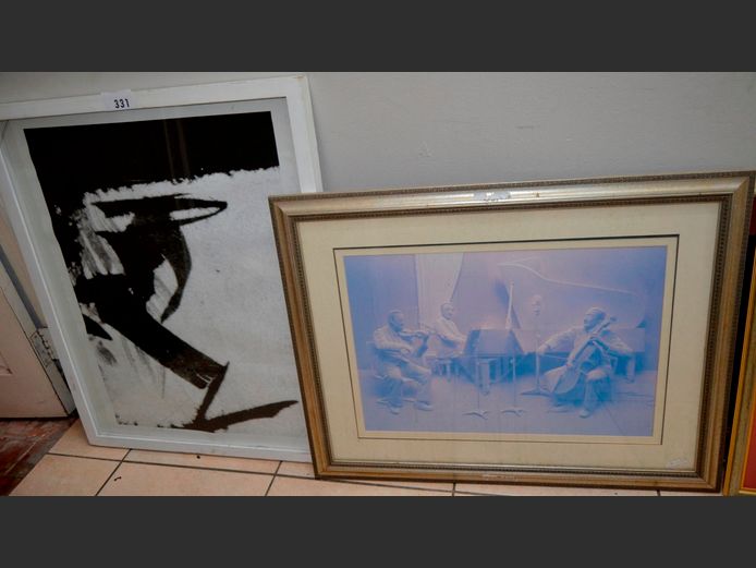 GILT FRAMED PRINT "MUSICIANS" & ANOTHER, 61 x 42cm & 78 x 58cm