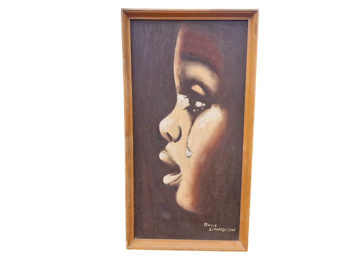 Mid-Century "Crying Child" Oil Painting by Babs Davidson
