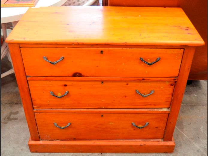 OREGON PINE 3-DRAWER CHEST OF DRAWERS, 90 x 45 x 78cm