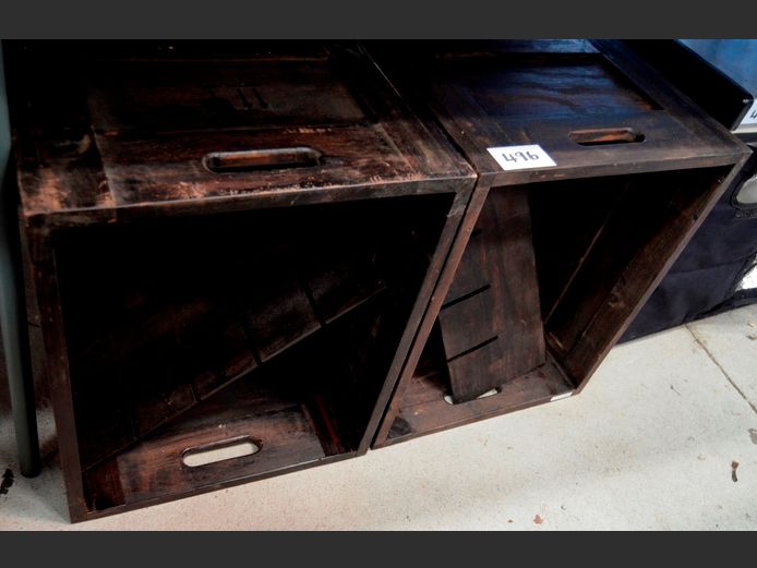 PAIR WOODEN CRATES, 52 x 42 x 29.5cm