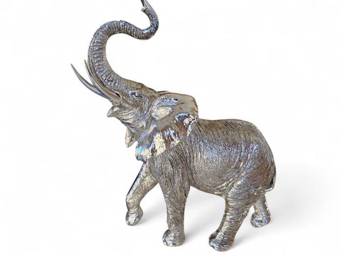 Silver Cladded Elephant Resin Figurine
