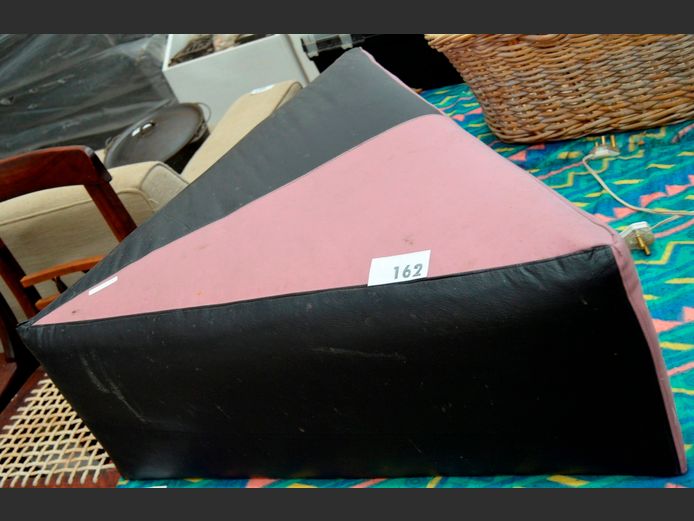 BLACK & PINK LEATHER TOUCH OTTOMAN, 83 x x 83 x 31cm