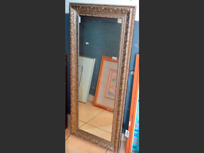 GILT FRAMED MIRROR, 131 x 57cm