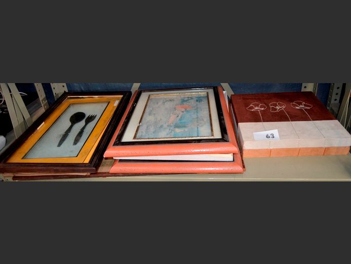 FRAMED VINTAGE POSTER PRINT "WIDDICOMBE FAIR", 57 x 23cm [Glass broken] & OTHERS