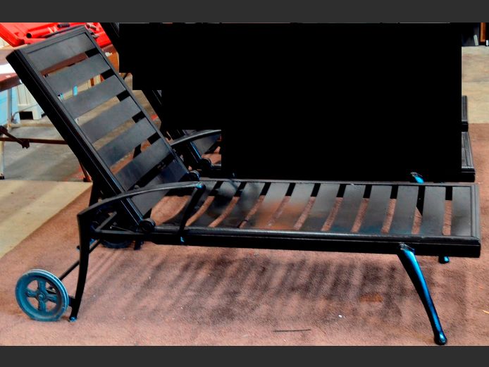 BLACK PAINTED CAST ALUMINIUM POOL LOUNGER