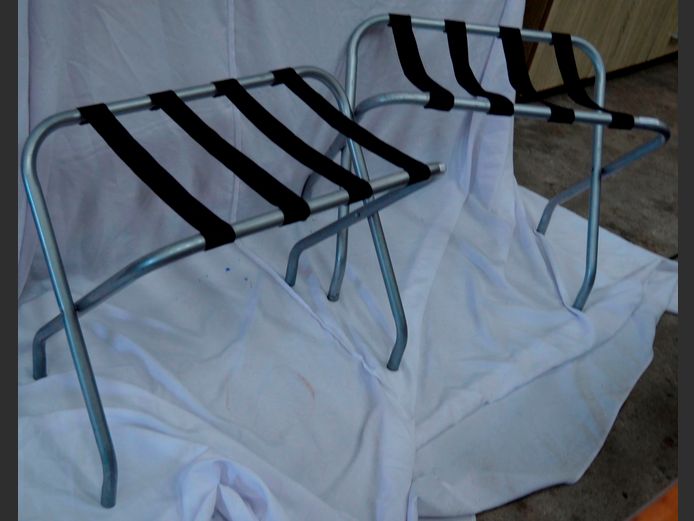 PAIR ALUMINIUM LUGGAGE STANDS