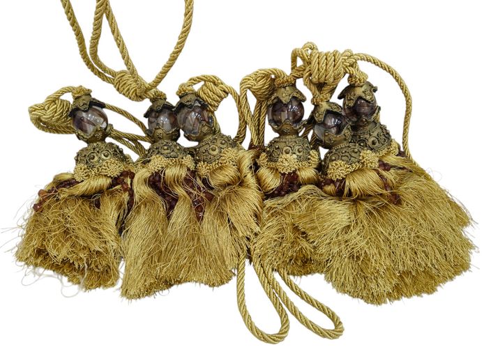 6-Piece Ornate Collar Gold-Tone Curtain Tie-Backs with Tassels