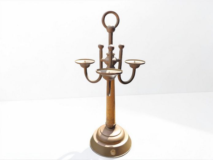 Antique Brass Bouillotte-Style Candelabra