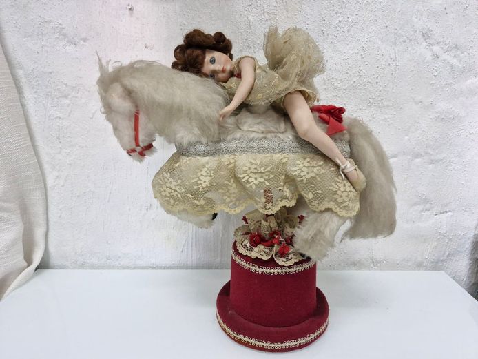 Vintage Porcelain Ballerina Musical Carousel