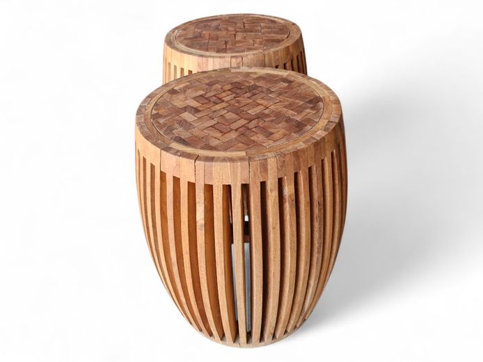 Coricraft Slatted Wood Side Tables