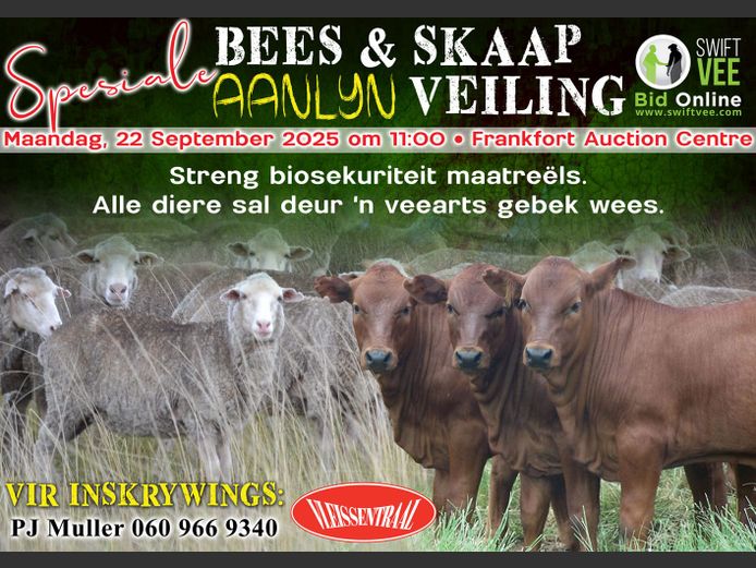 SPESIALE BEES EN SKAAP AANLYN VEILING